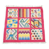 Tapis mural kilim abstrait vintage, années 1960