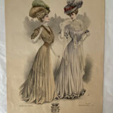 3 affiches de mode originales, journal le printemps, vers 1900