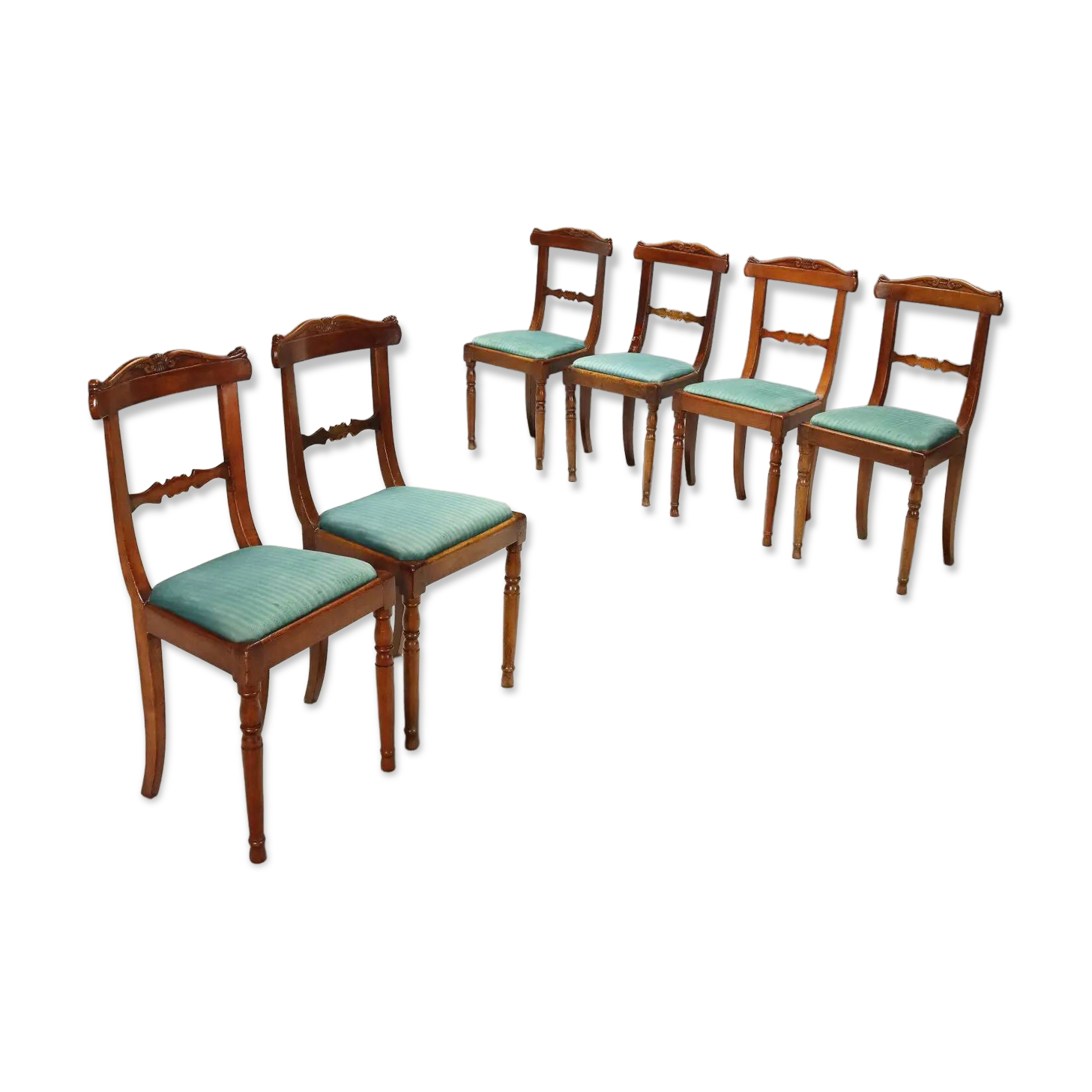 Antique Louis-Philippe walnut chairs with upholstered seats, 19th century.