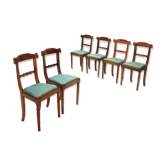 Chaises anciennes Louis-Philippe en noyer avec assise rembourrée, XIX siècle