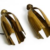 Pair of large extraordinary heavy Mid Century brass table lamps