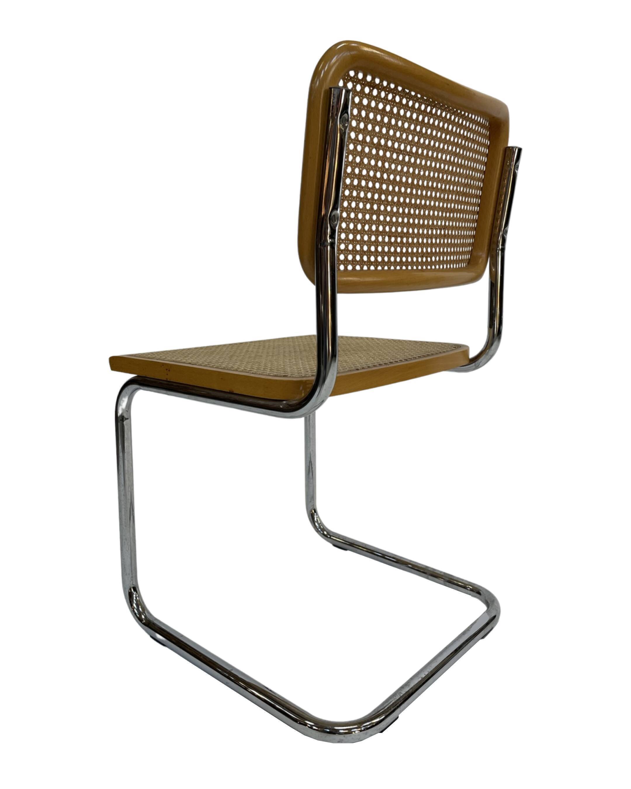 Set of 4 Cesca chairs model b32 in chrome made in italy by Marcel Breuer