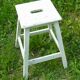 Vintage workshop stool white painted wood