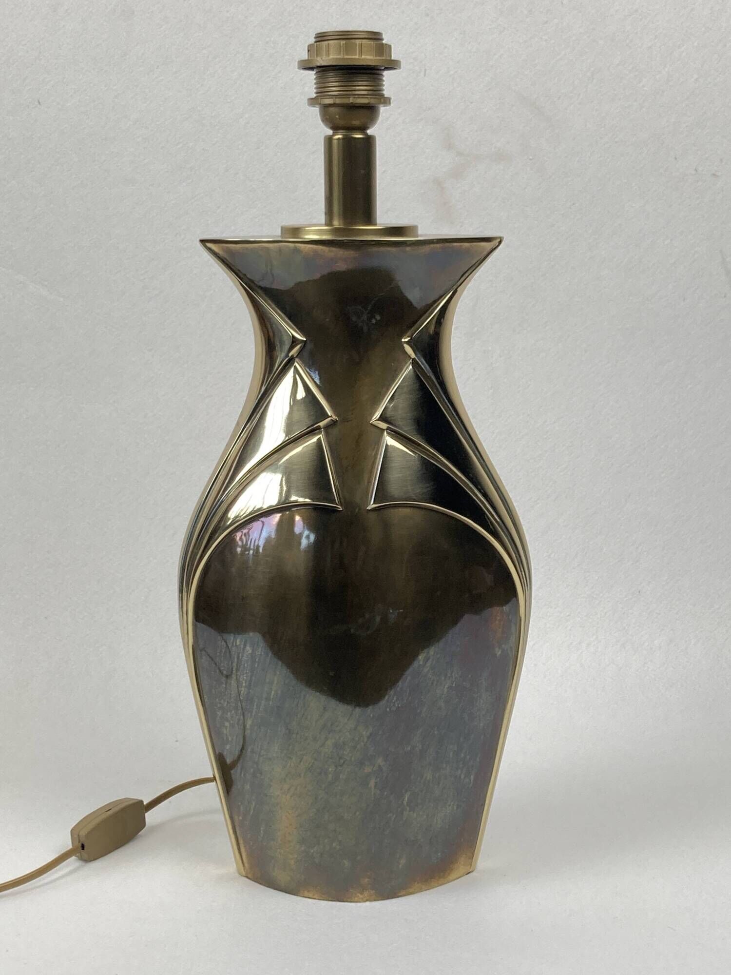 Hollywood Regency art nouveau revival brass table lamp, Dutch 1970s