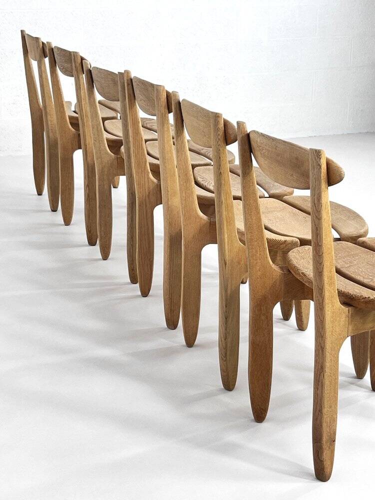 Oak Dining Chairs by Guillerme & Chambron