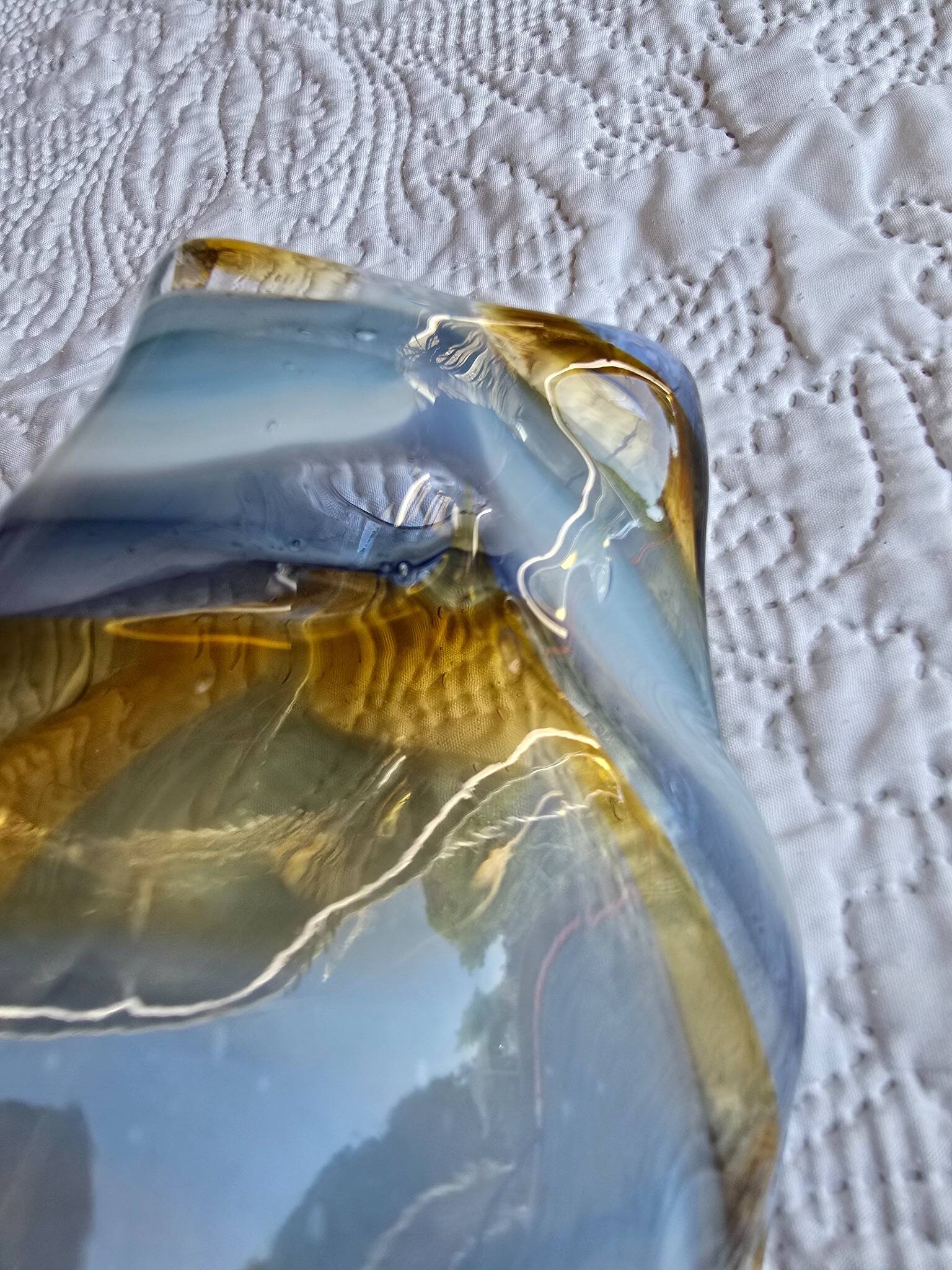 Vase soliflore en verre soufflé Mdina Glass Malta signé 2013