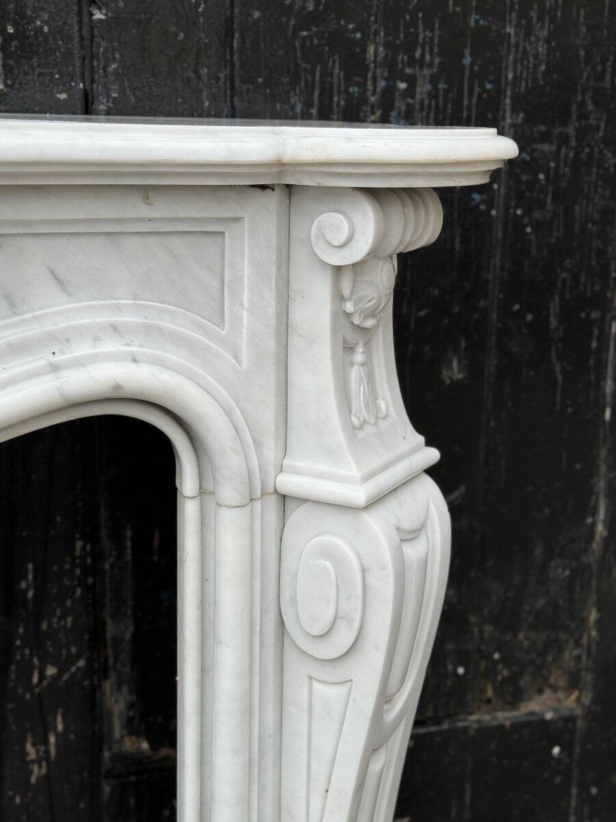 Louis XV style fireplace in Carrara marble circa 1980