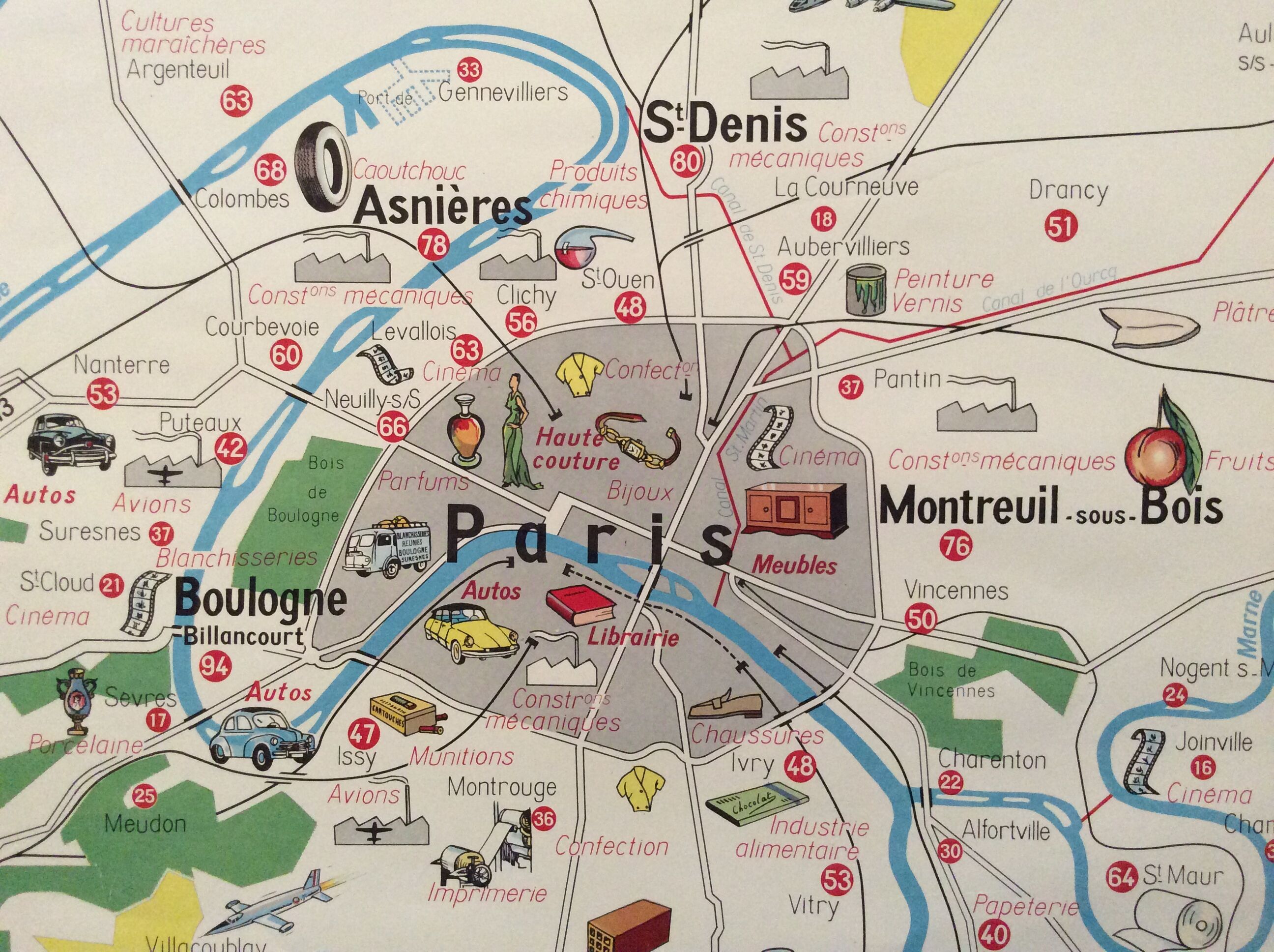 Paris school poster/ Paris region two-sided 1960 vintage