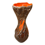 Antique vase vallauris ceramic art brown orange vintage