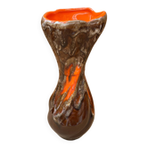 Antique vase vallauris ceramic art brown orange vintage