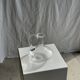 Vintage glass carafe with flattened flared belly handle H18