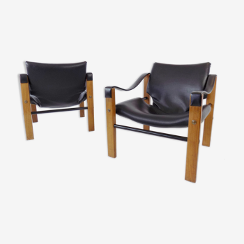 2 fauteuils Safari par Maurice Burke