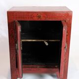 Antique Chinese cabinet - original red painted with patterns - patina - brass fittings - 1920s