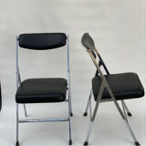 Paire de chaises pliantes en chrome et cuir italiens