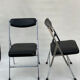 Pair of italian chrome and leather folding chairs
