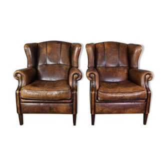 Set of 2 sheepskin armchairs