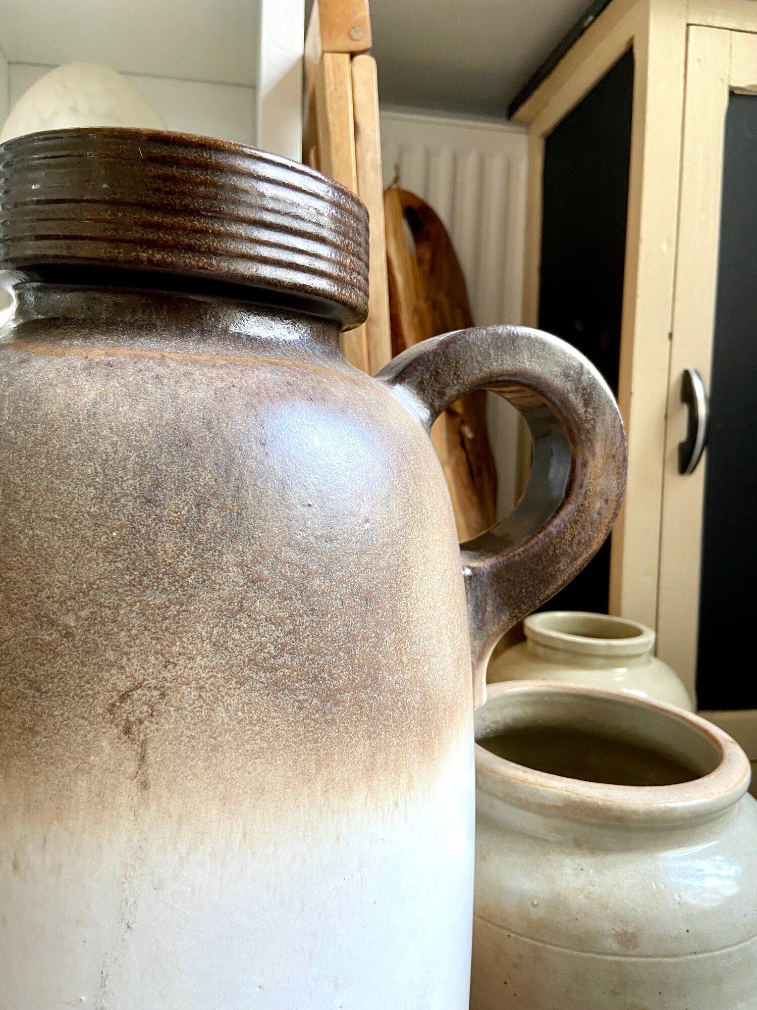 W. Germany vase in brown and beige glazed ceramic