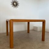 Old dining table with extension Scandinavian design from the 70s solid beech