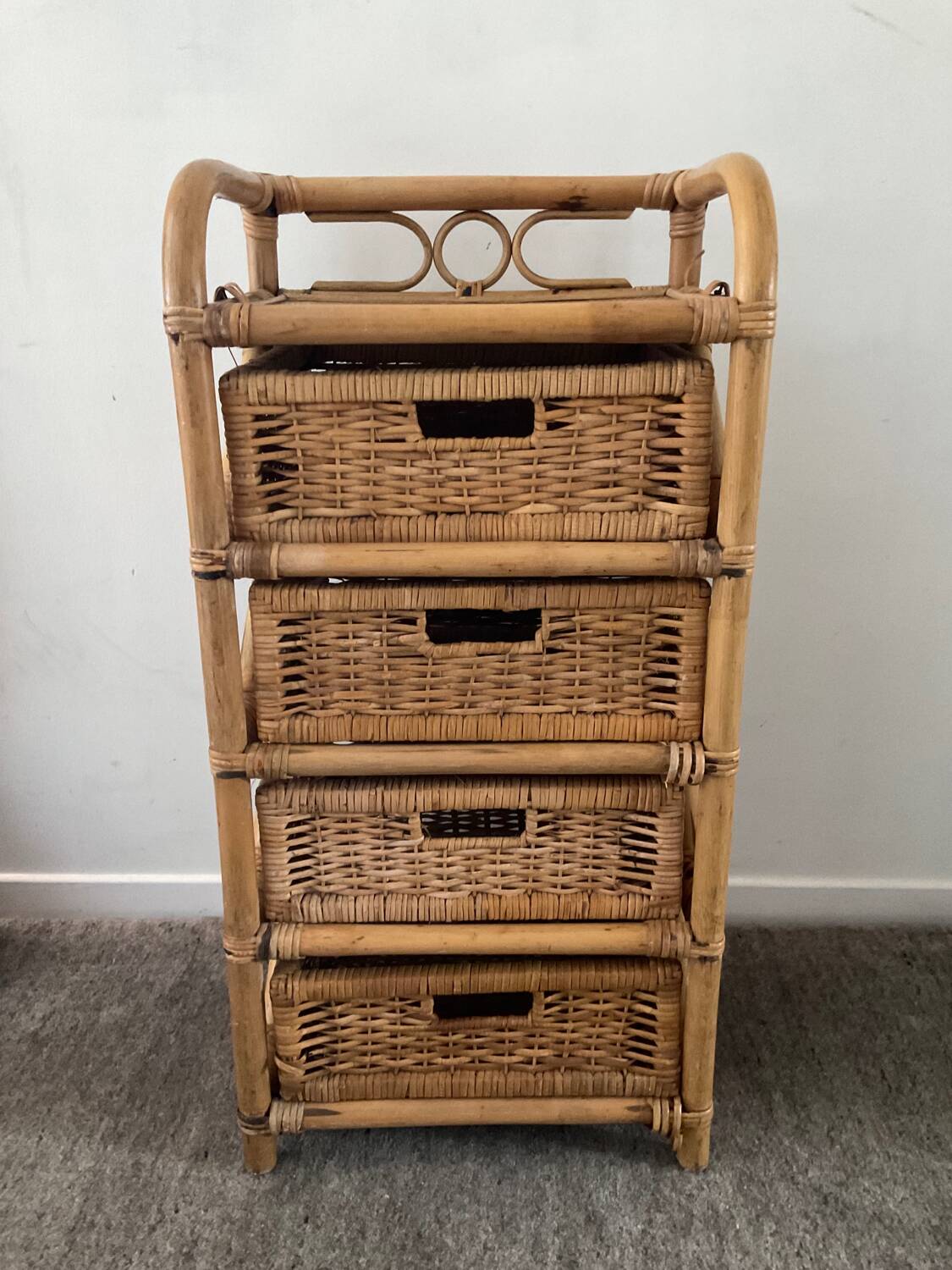 Vintage rattan chiffonier from the 70s