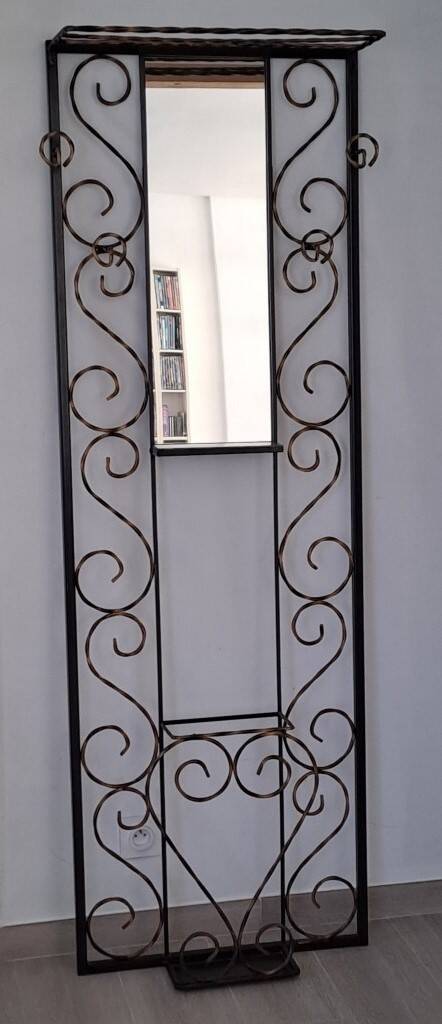 Vintage wrought iron coat rack