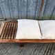 Vintage Yew Wood Bench with 3 Cushions