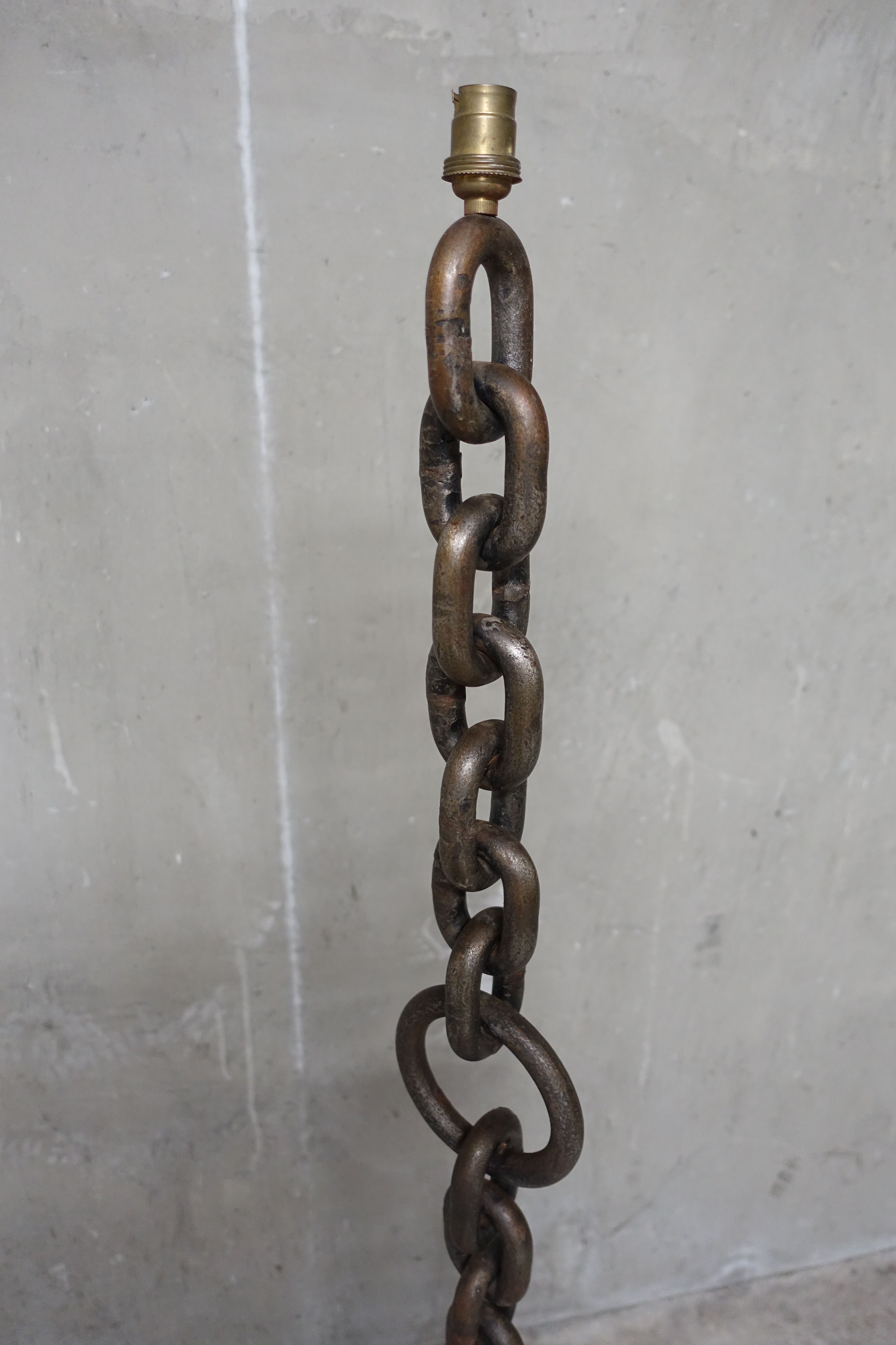 Brutalist wrought iron chain floor lamp 1960s