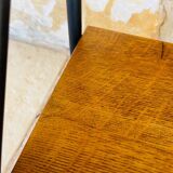 Vintage oak bedside table with black metal legs circa 50s/60s