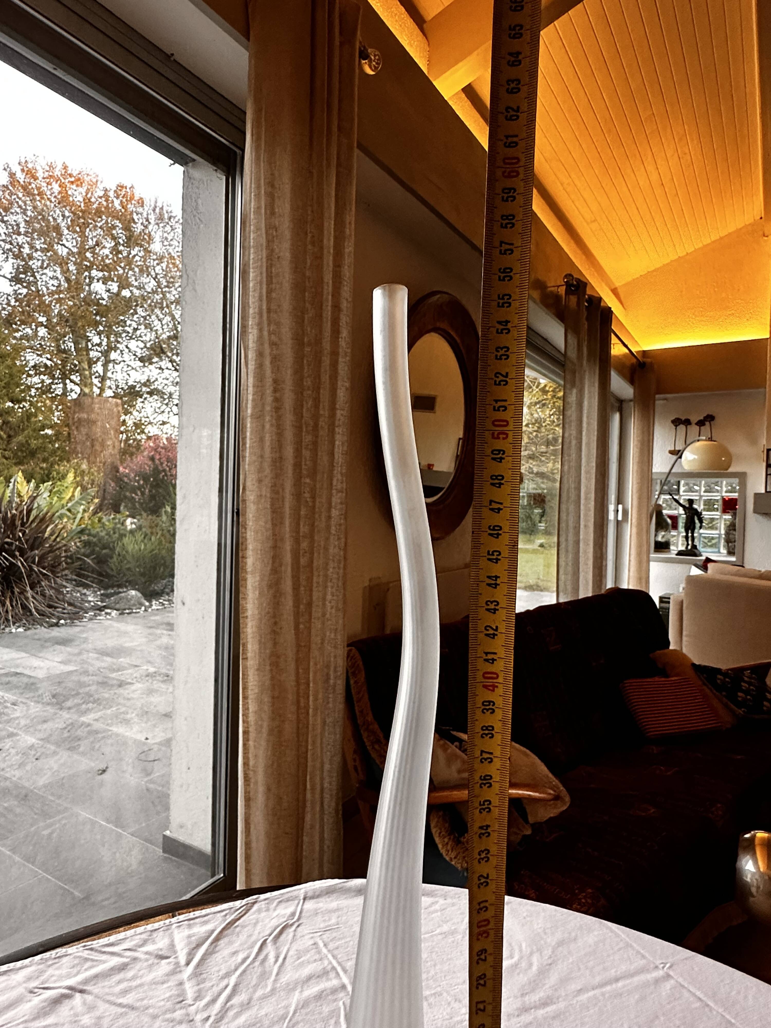 Salviati soliflore vase Aria Piccolo model in white ribbed glass