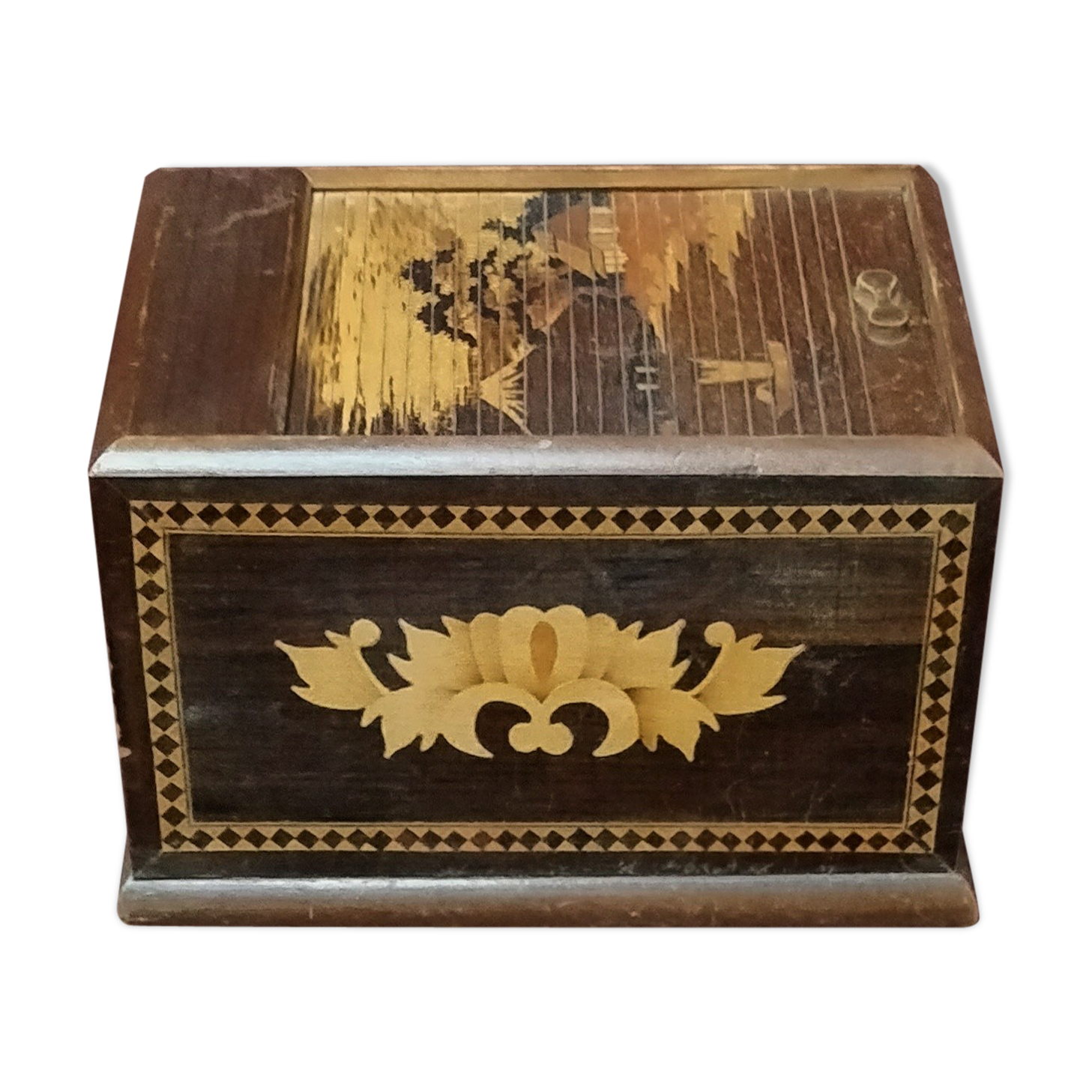 Japanese wooden cigarette dispenser box