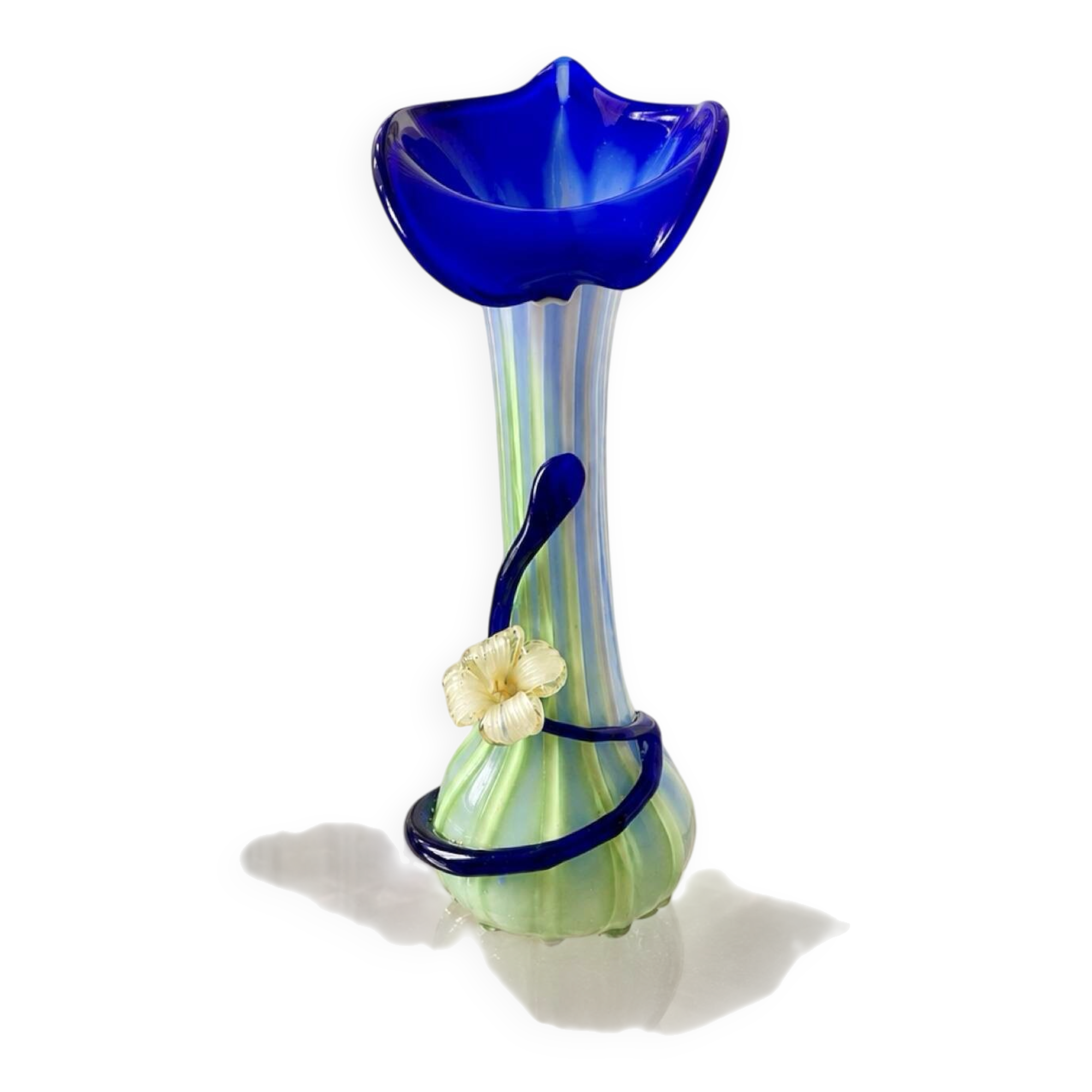 Large blown Murano glass vase with floral decoration.