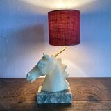 Alabaster horse head lamp, Italy
