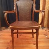 Thonet armchair in curved wood and stylized patterns