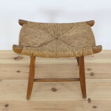 Stool straw mid-century Bull