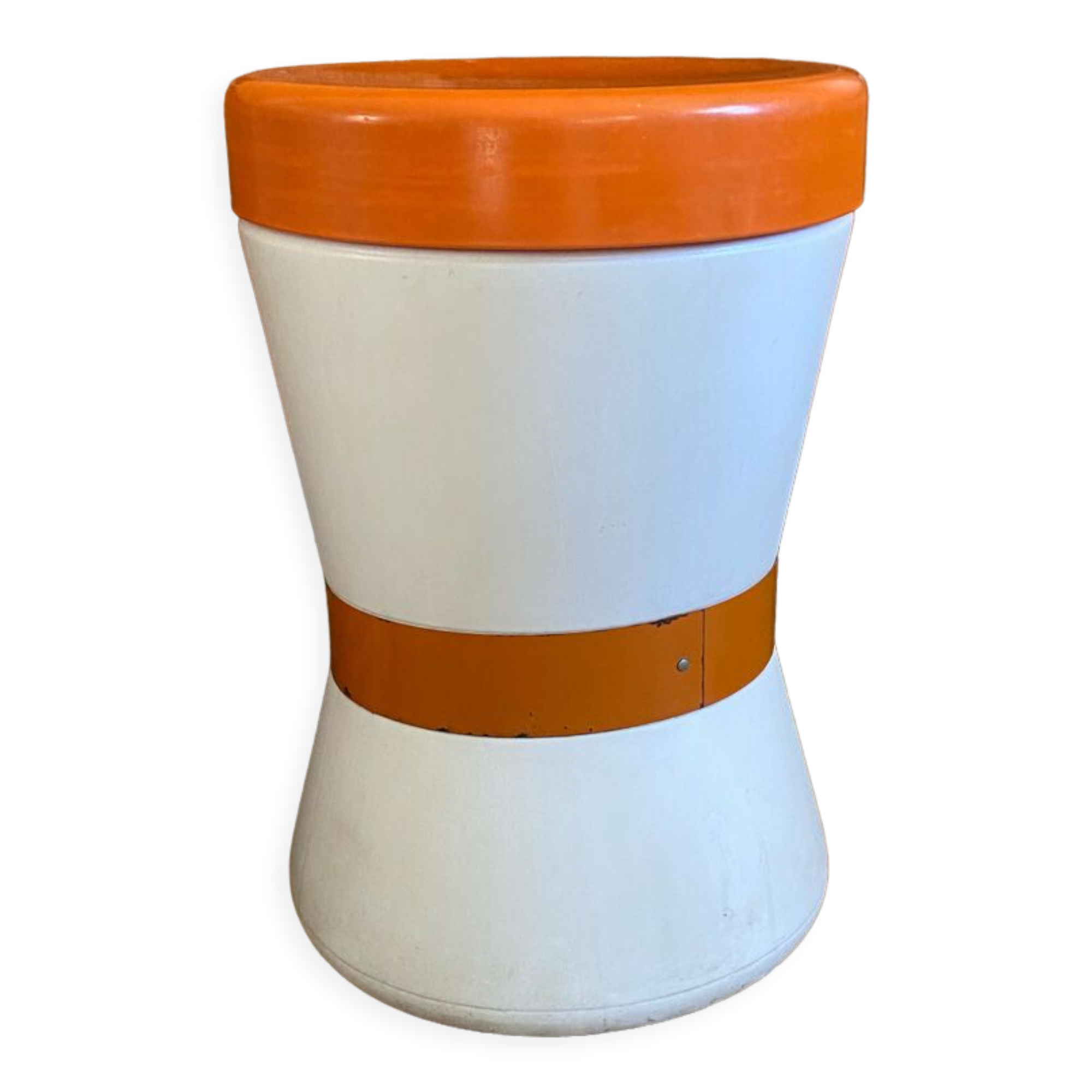 Orange and white stool 70s