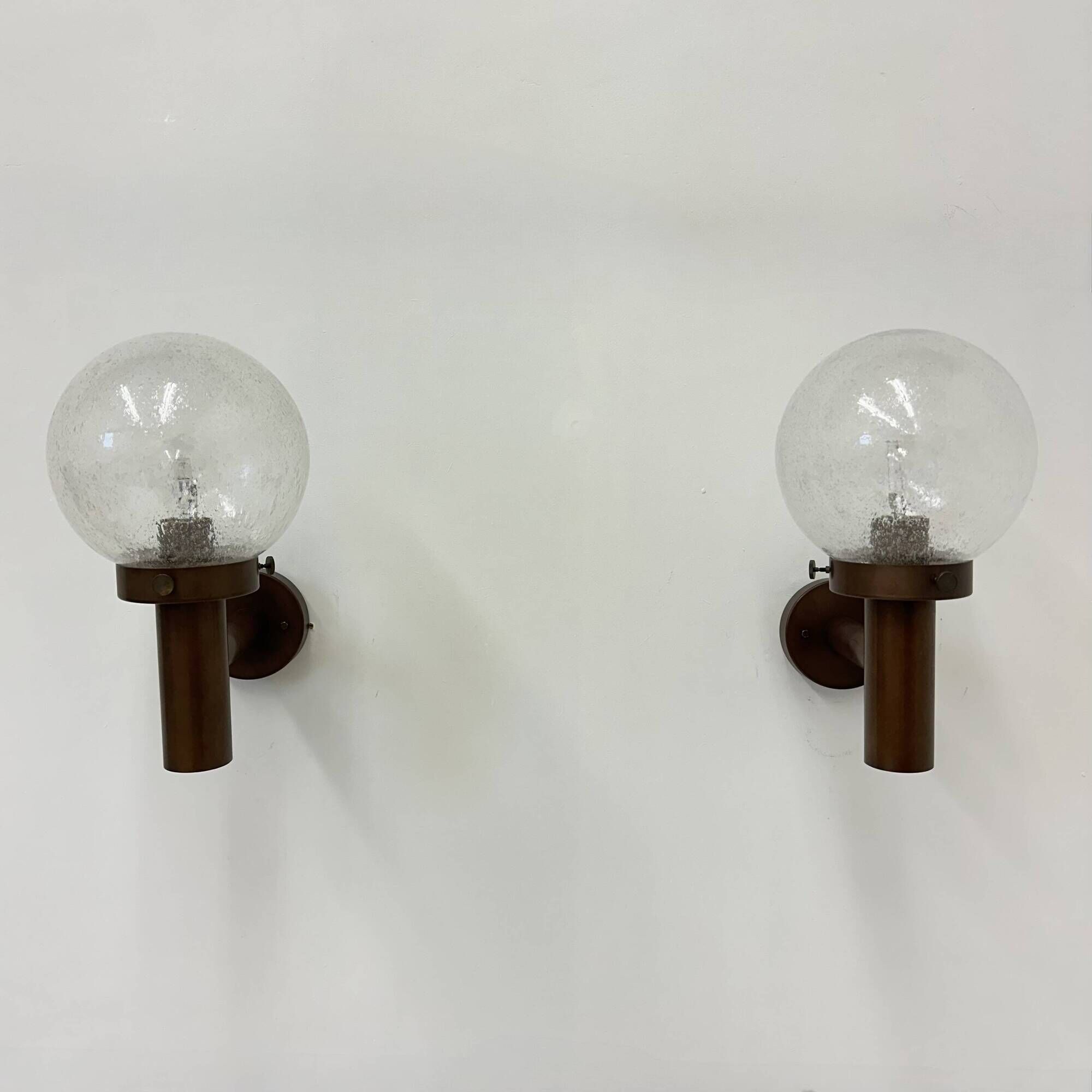Set of 2 globe glass wall lamps sconces by Lisa Pape Sweden , 1970s