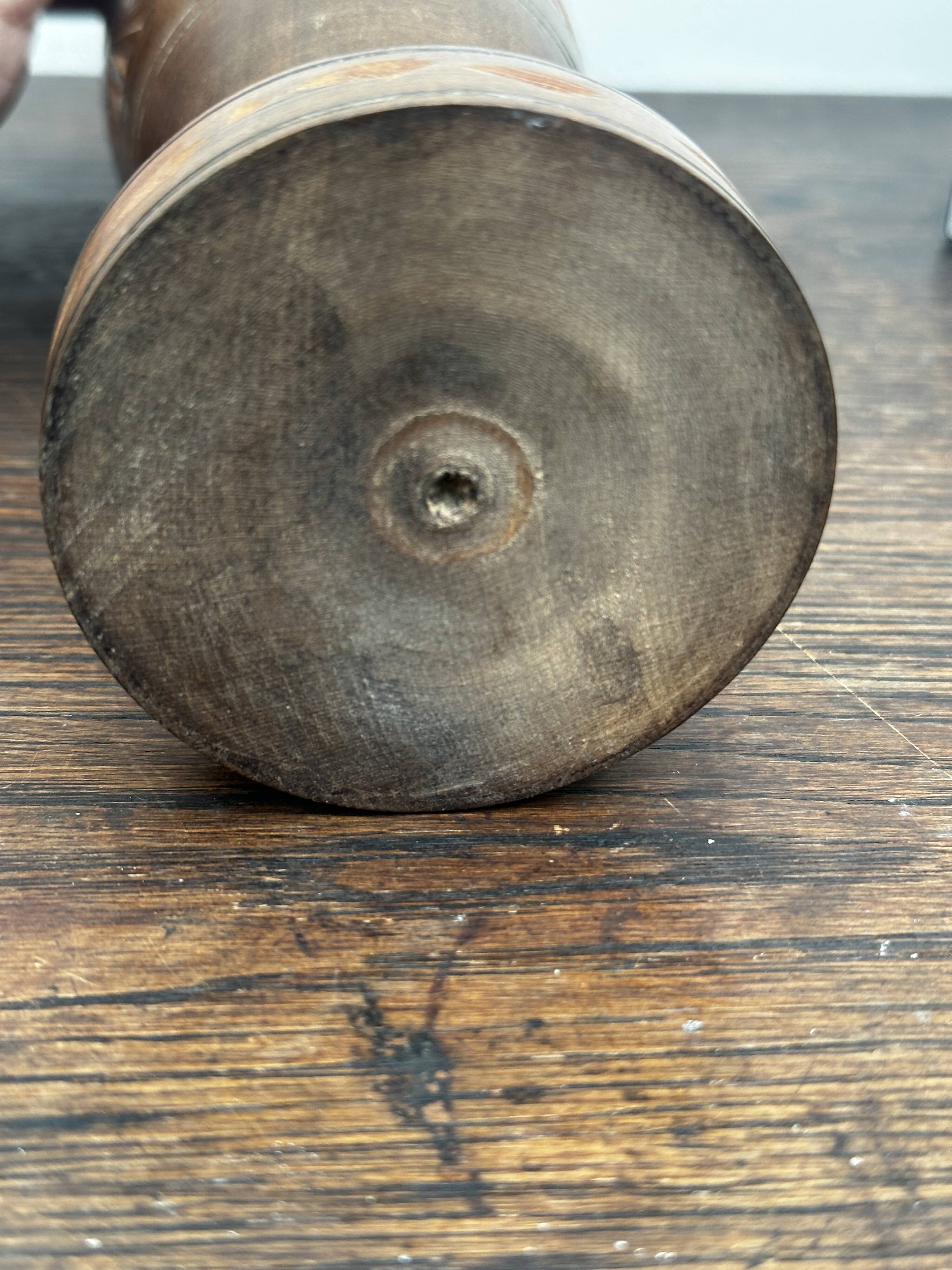 Turned and carved wooden vase, mid-20th century