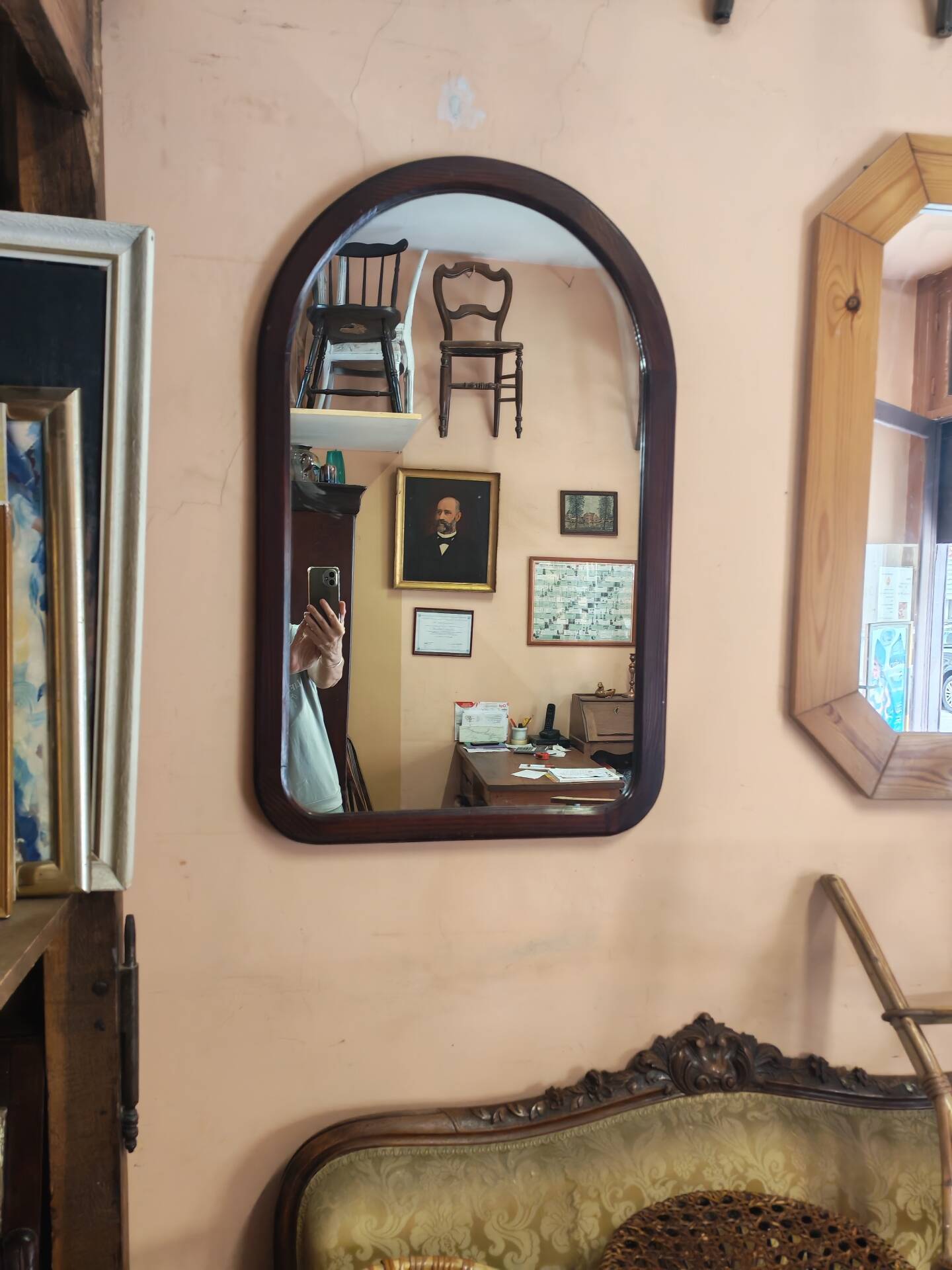 Miroir arche en bois vintage Pologne 1970