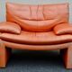 Set of 5 Italian leather armchairs - 1970s