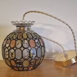 Vintage globe pendant light with stained glass effect