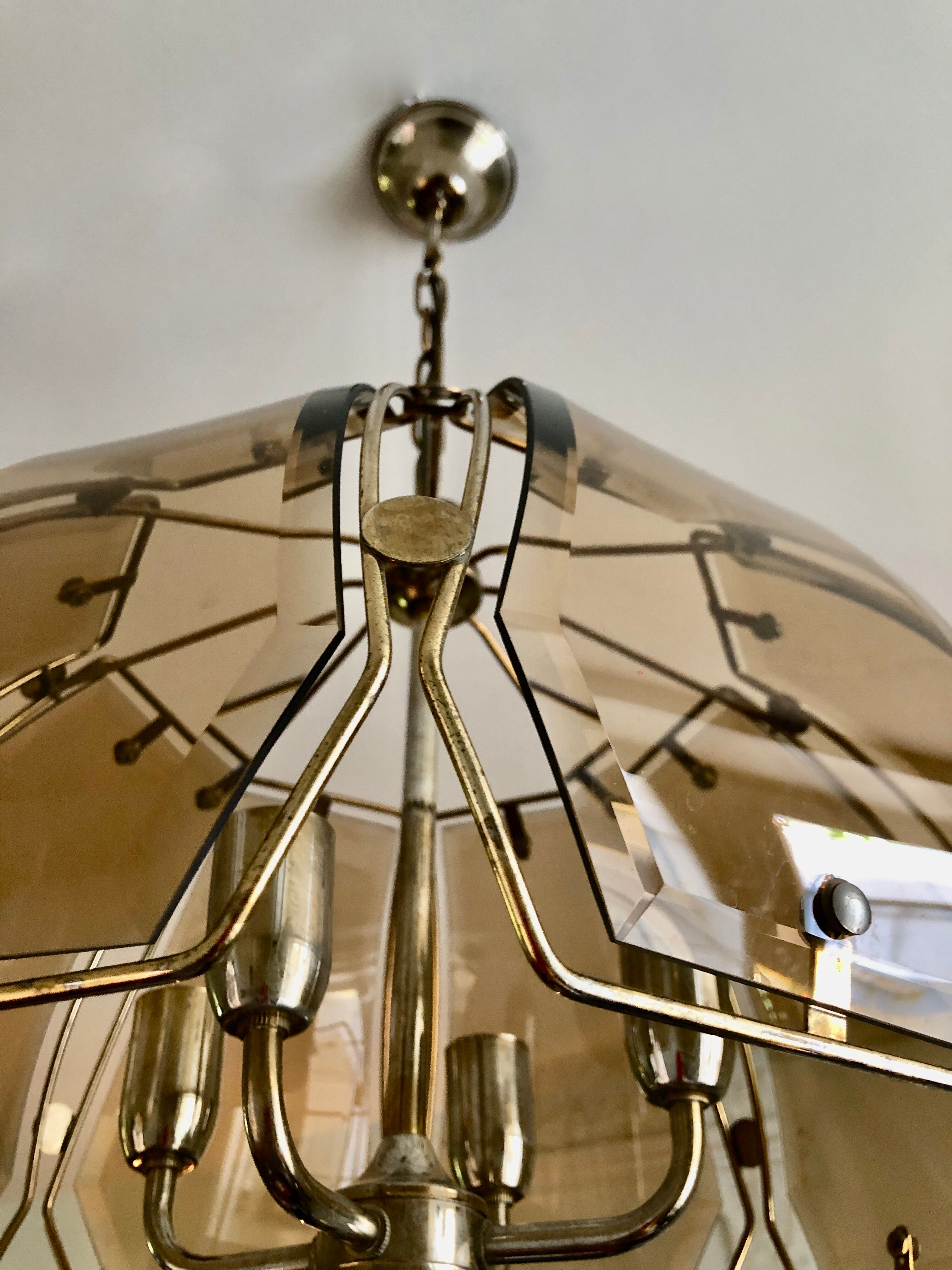 Golden Italian chandelier 4 burners 1970