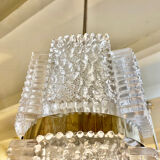 Chandelier by Kaiser Leuchten, frosted glass, Germany 1960