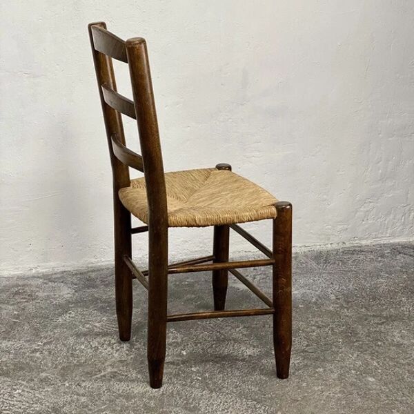Chaise Vintage en bois massif et paille