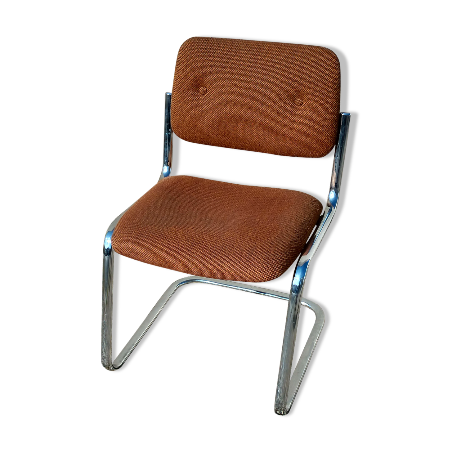 70s chrome and fabric conference chair