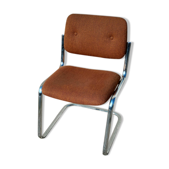 Chaise conférence années 70 chrome et tissu