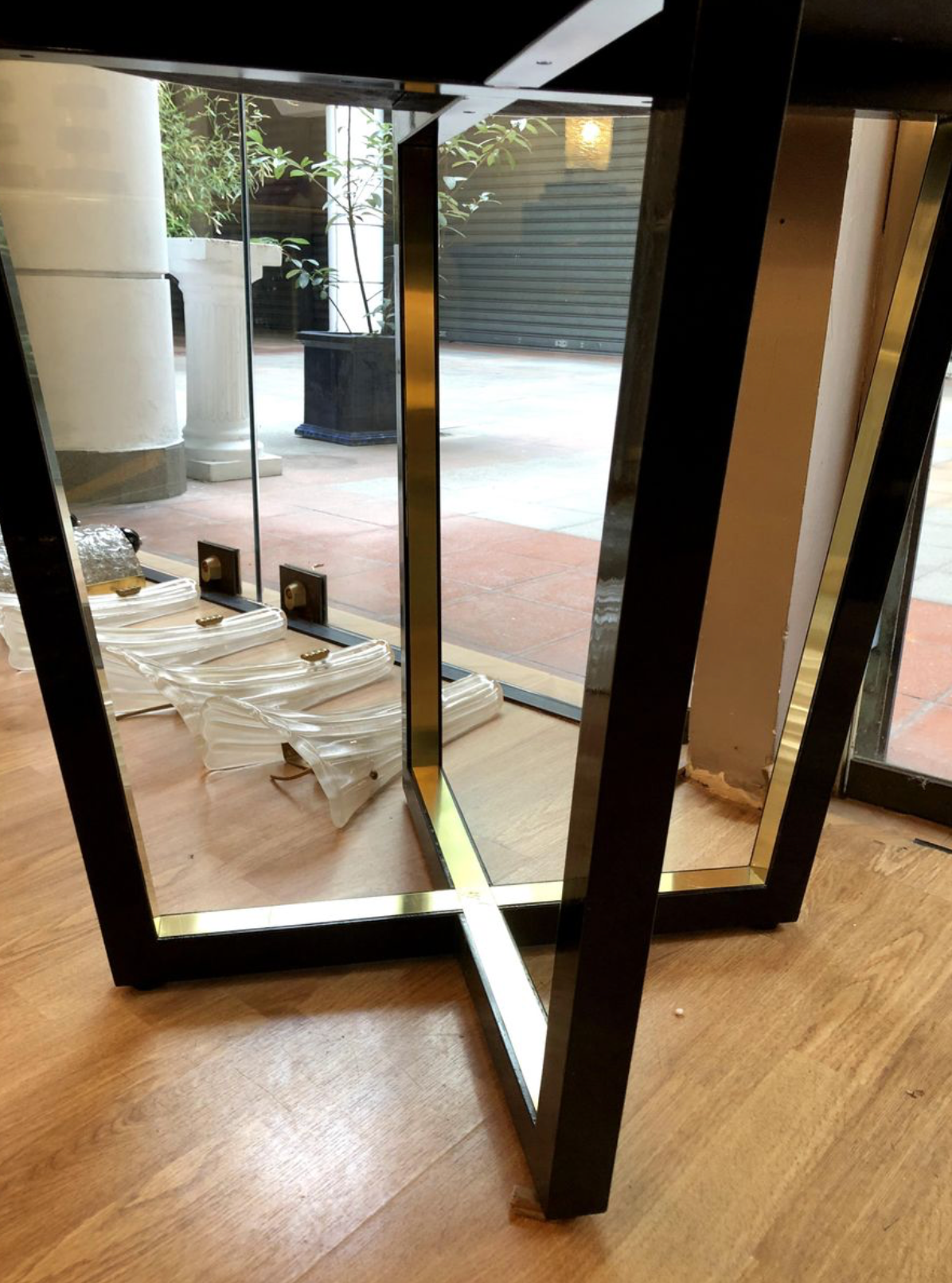 Table stained glass and brass, 1980 s