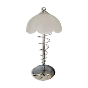 Lampe de table chromée et abat
