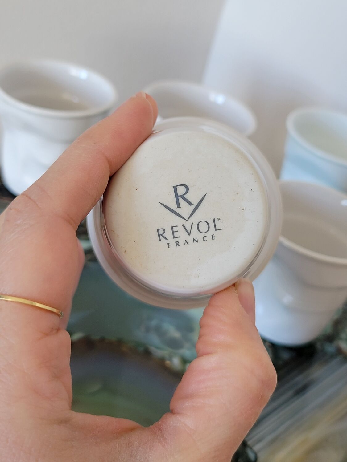 6 design espresso cups crumpled white porcelain Revol