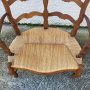 Provencal double armchair with woven rush in walnut