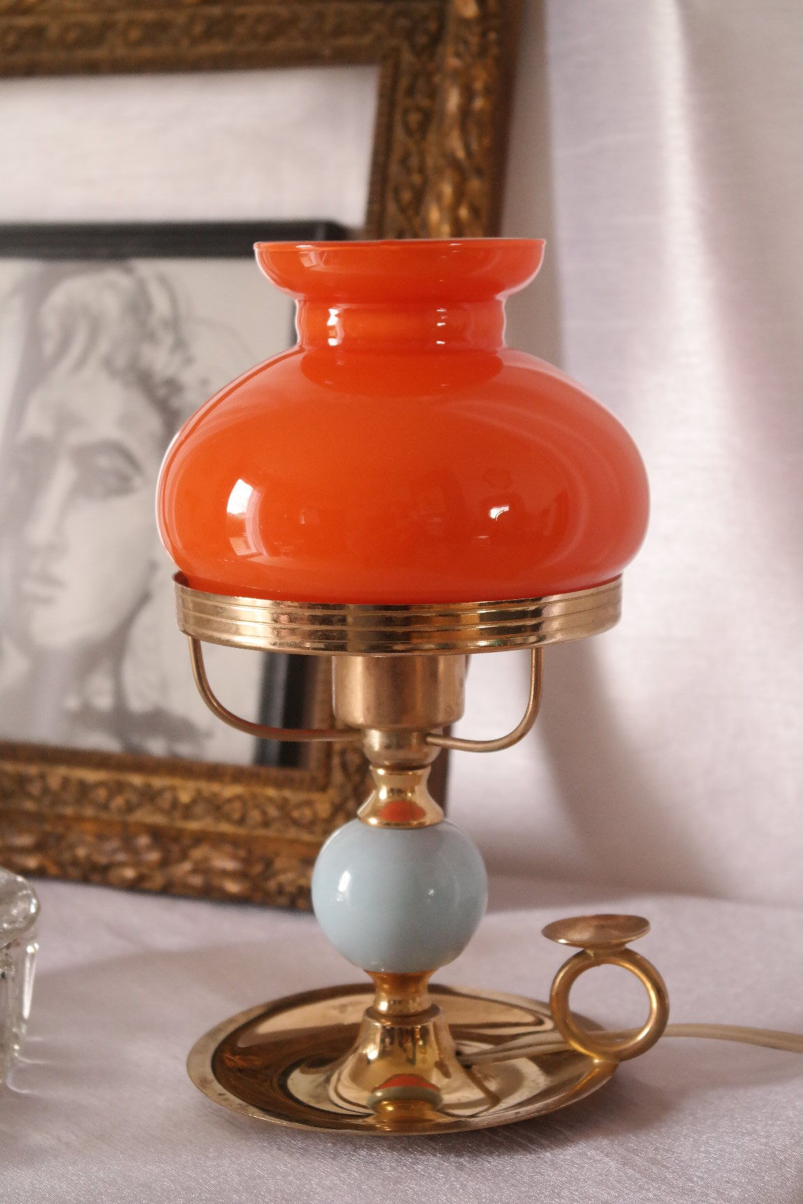 Vintage cellar rat lamp 70 opaline orange