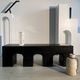 Bench in solid monoxyl wood, carved base in 3 arches - Black color